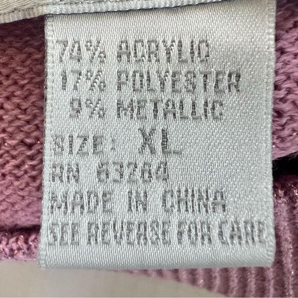 VTG Dressbarn Powder Pink Shimmer Mock Cowl  Sweater SZ XL - Picture 11 of 15